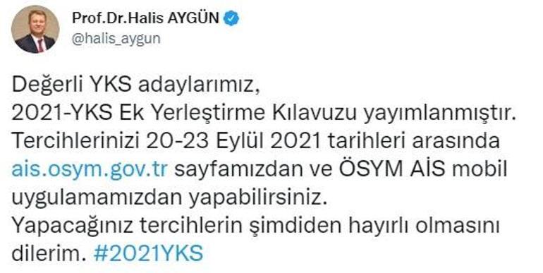 Son dakika... 2021-YKS Ek Yerleştirme tarihi belli oldu