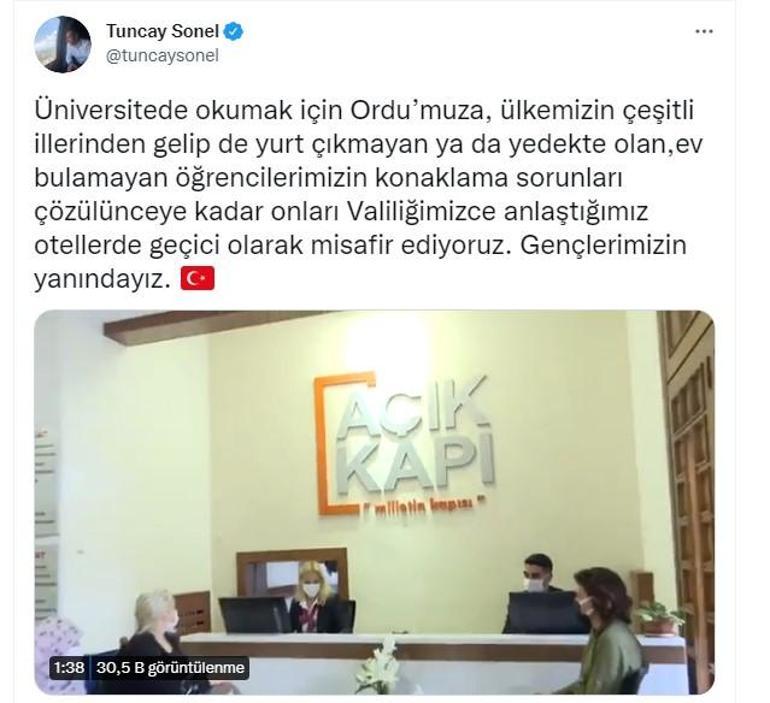 Orduda kalacak yeri olmayan üniversite öğrencileri kiralanan otellerde ağırlanacak