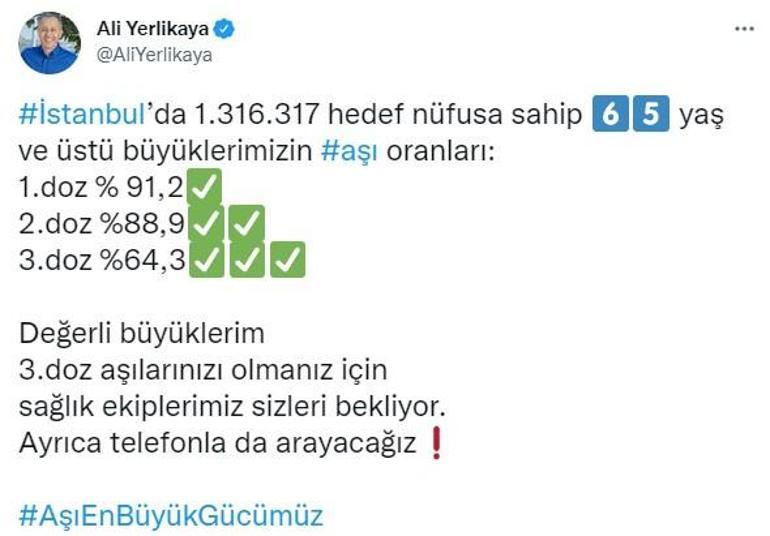 İstanbulda 65 yaş üstünün aşılama oranı yüzde 91,2ye çıktı