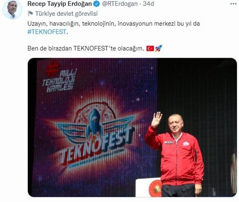 Cumhurbaşkanı Erdoğandan TEKNOFEST paylaşımı