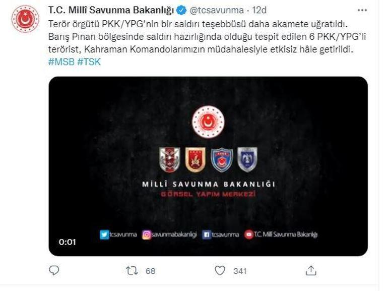 Son dakika Barış Pınarı bölgesinde 6 PKK/YPG’li terörist etkisiz hâle getirildi
