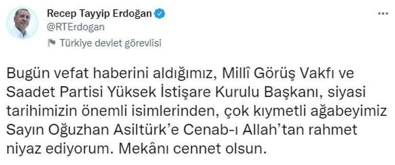Son dakika... Cumhurbaşkanı Erdoğandan Oğuzhan Asiltürk için taziye