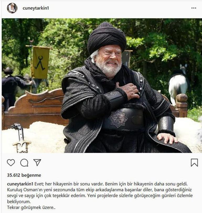 Cüneyt Arkın, Kuruluş Osman dizisine veda etti
