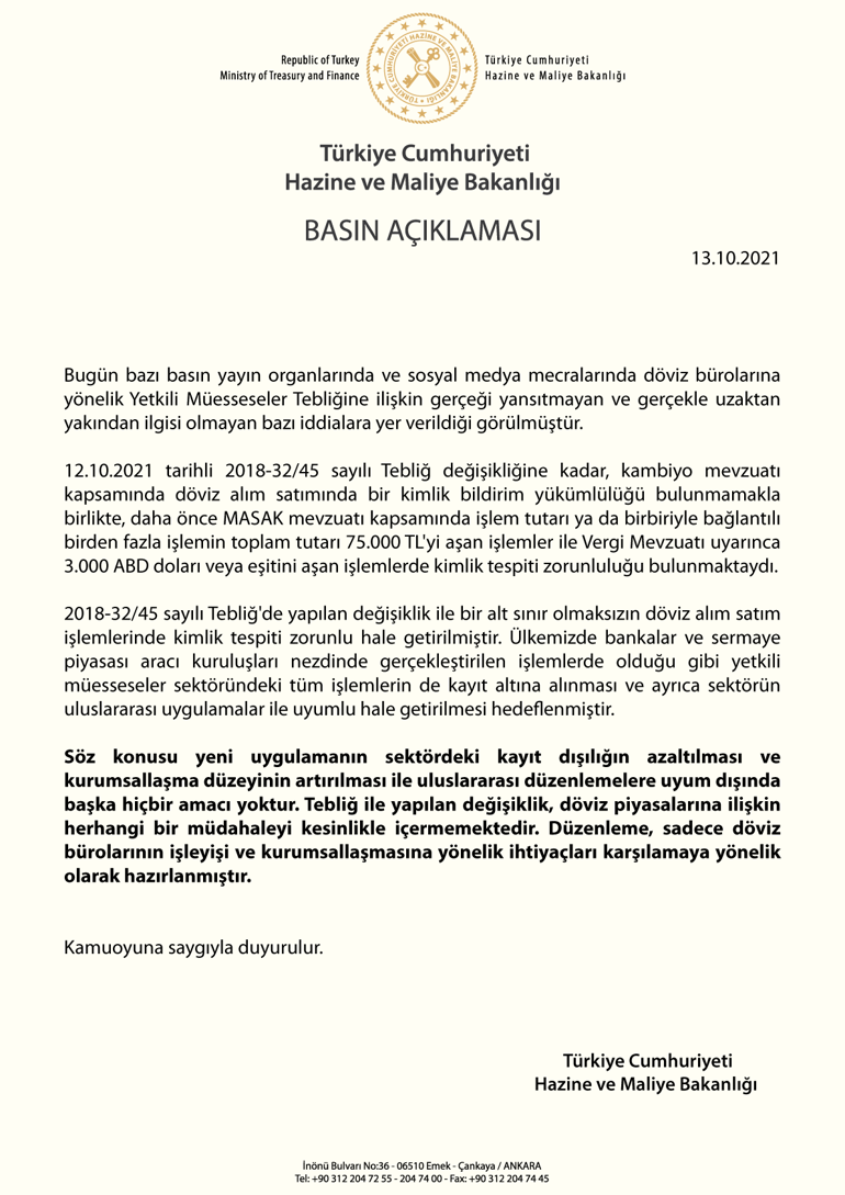 Son dakika: Bakanlıktan döviz işlemlerine ilişkin açıklama