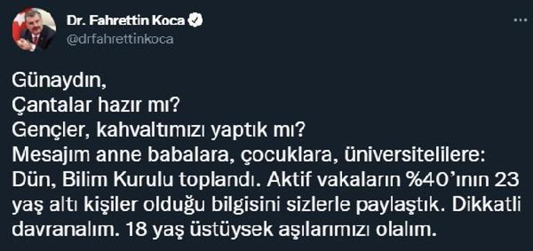 Bakan Koca: 18 yaş üstüysek aşılarımızı olalım
