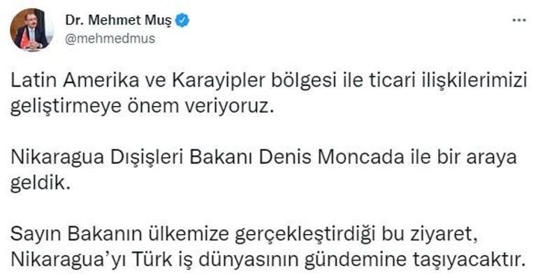 Bakan Muş, Nikaragua Dışişleri Bakanı ile görüştü