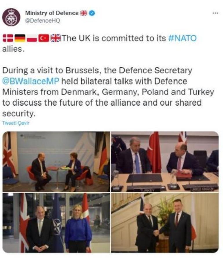 İngiltere Savunma Bakanlığı’ndan NATO paylaşımı