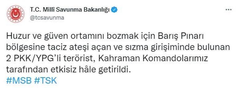 Taciz ateşi açan 2 terörist etkisiz hale getirildi