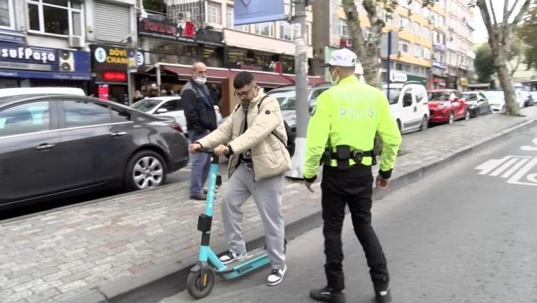İstanbulda elektrikli scooter denetimleri; 86 kişiye toplam 30 bin 932 lira ceza