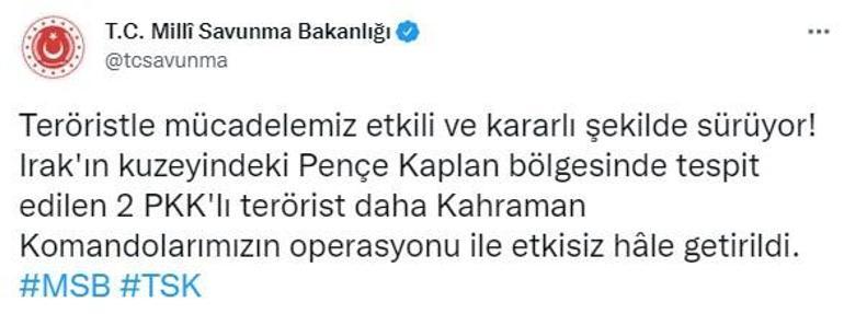 Pençe Kaplan bölgesinde 2 PKKlı terörist etkisiz hale getirildi