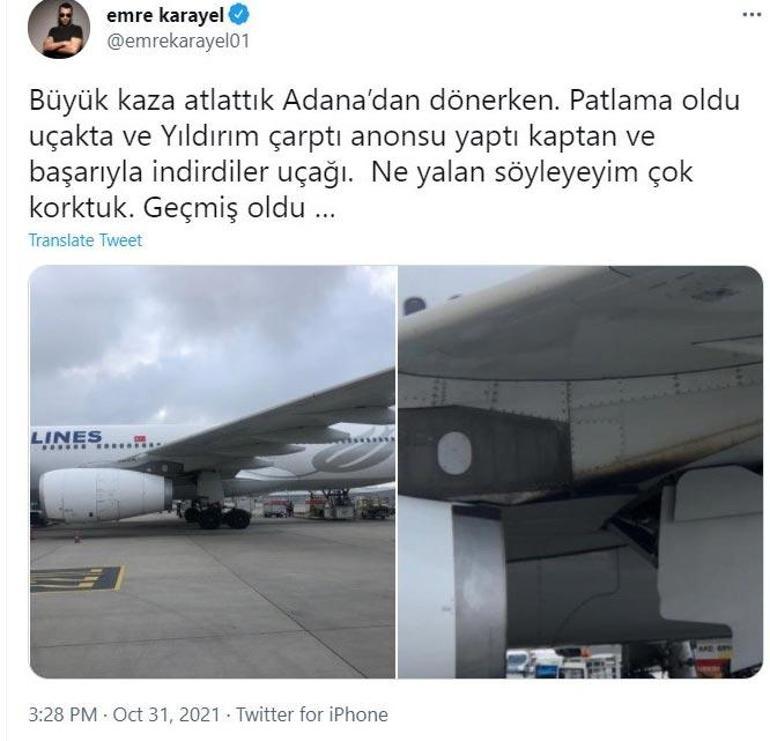 Ünlü oyuncu paylaştı Uçağa yıldırım çarptı
