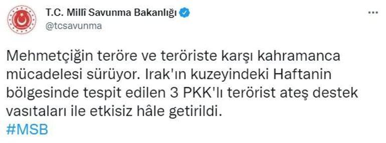 Haftaninde 3 PKKlı terörist etkisiz hale getirildi