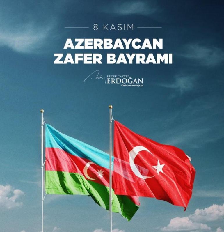 Cumhurbaşkanı Erdoğan, Azerbaycanın Zafer Bayramını kutladı