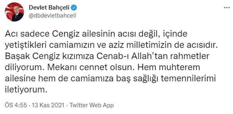 MHP lideri Bahçeliden Başak Cengiz paylaşımı