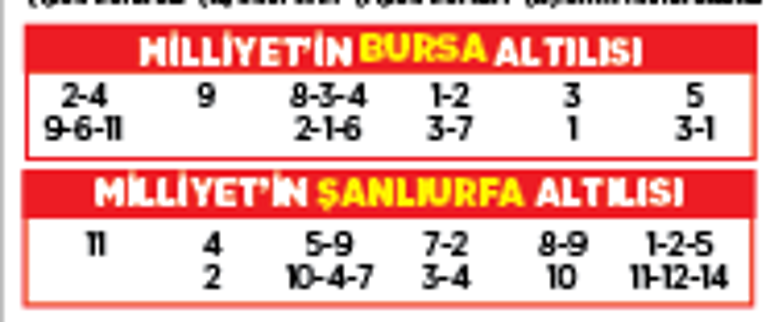 Altılı ganyanda bugün (29 Kasım)