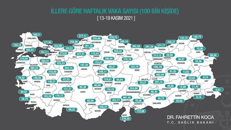 Son dakika Bakan Koca yeni koronavirüs vaka haritasını paylaştı