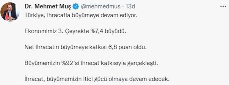 Son dakika: Bakan Muştan büyüme açıklaması