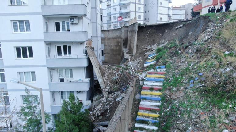İstinat duvarının bilançosu havadan görüntülendi: 88 daire tahliye edildi