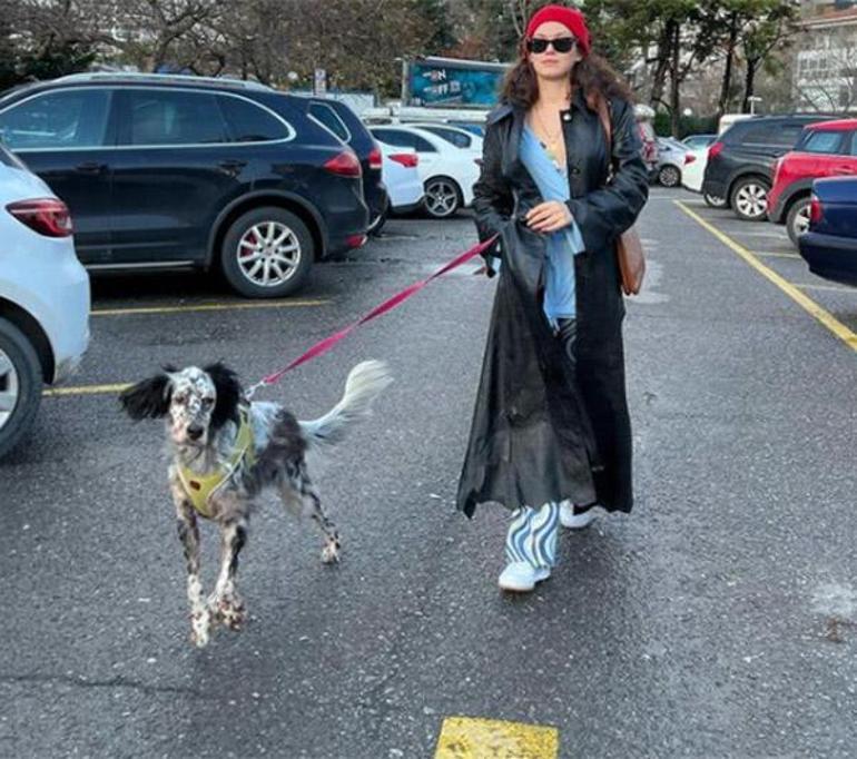 Melisa Şenolsun köpeğiyle gezdi
