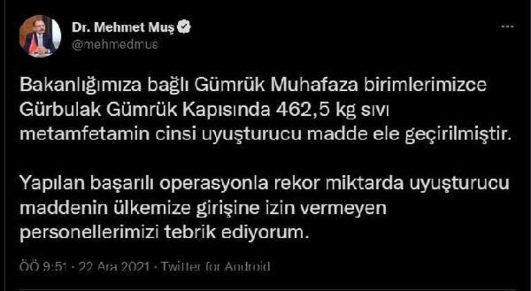 Son dakika... Bakan Muş duyurdu Rekor miktarda ele geçirildi
