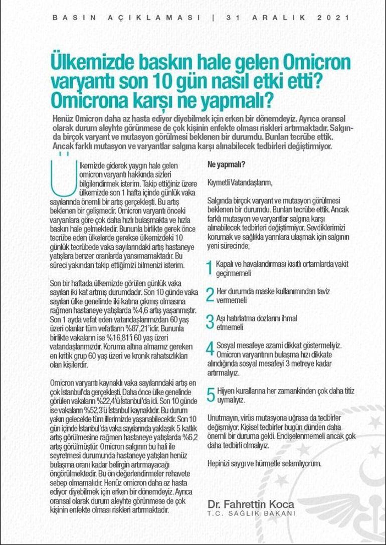 Son dakika: İstanbul için kırmızı alarm Bakan Kocadan çok kritik Omicron açıklaması