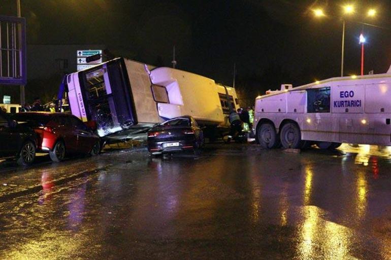 Son dakika Ankarada otobüs devrildi: Yaralılar var