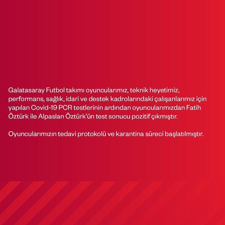 Son dakika - Galatasarayda Fatih Öztürk ve Alpaslan Öztürk Covid-19a yakalandı