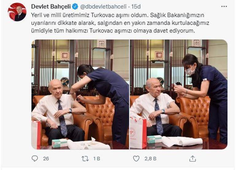 Son dakika Bahçeli, Turkovac aşısı oldu