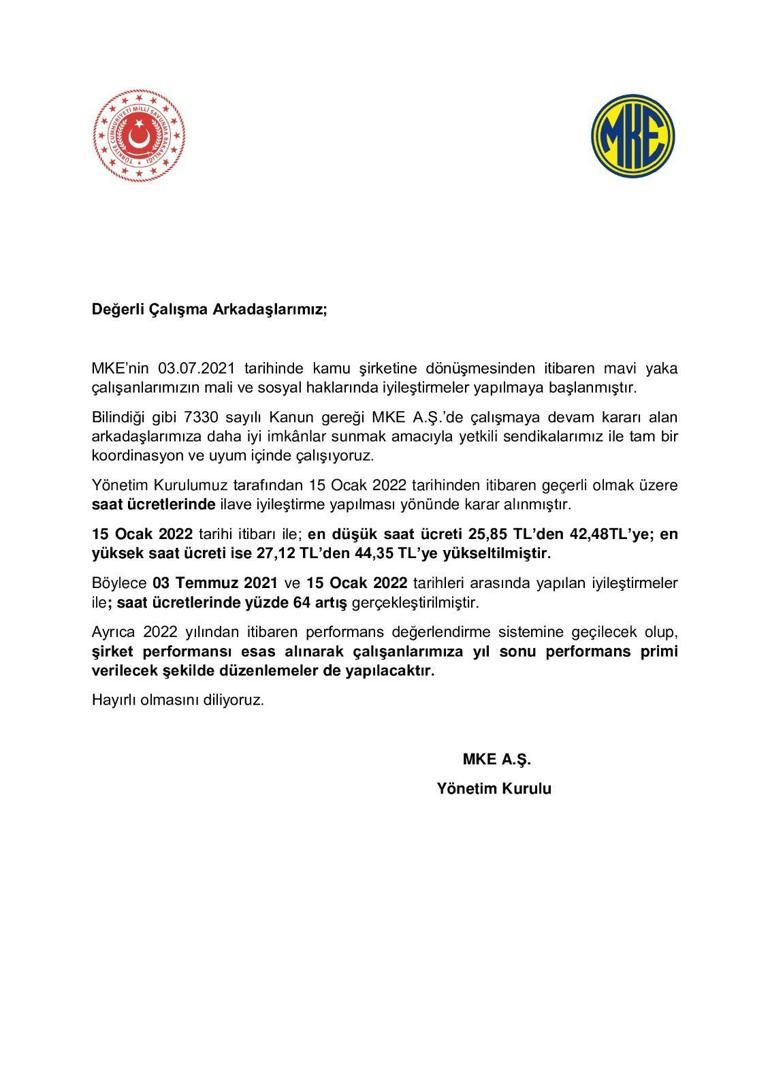 Makine ve Kimya Endüstrisi açıkladı Çalışanların saatlik ücretlerine zam