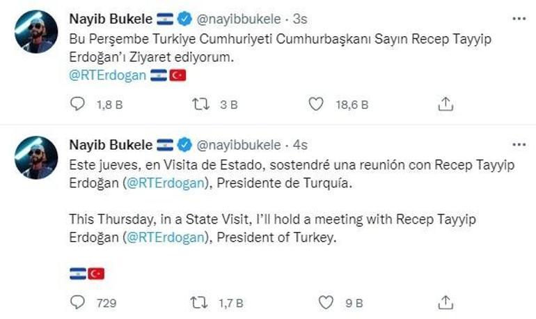 Cumhurbaşkanı Erdoğan, El Salvador Devlet Başkanı Bukele ile görüşecek