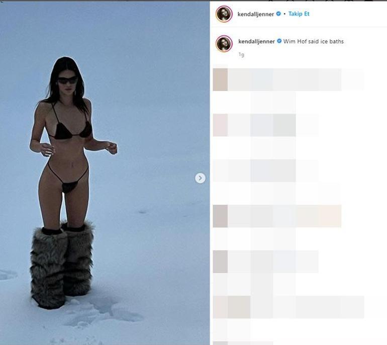 Kendall Jenner bikinisiyle karlar içinde poz verdi