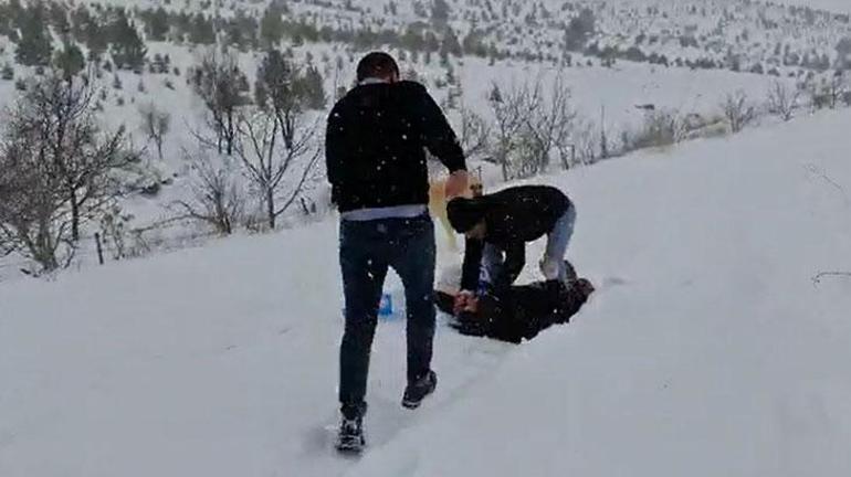 Kar üzerinde baygın halde donmak üzereyken kurtarıldı