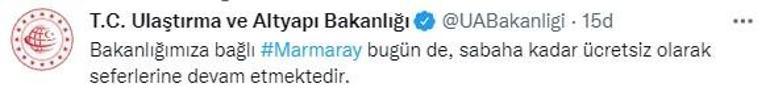 Marmaray bugün sabaha kadar ücretsiz