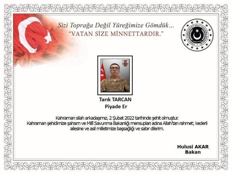 MSB acı haberi duyurdu: 1 askerimiz şehit oldu