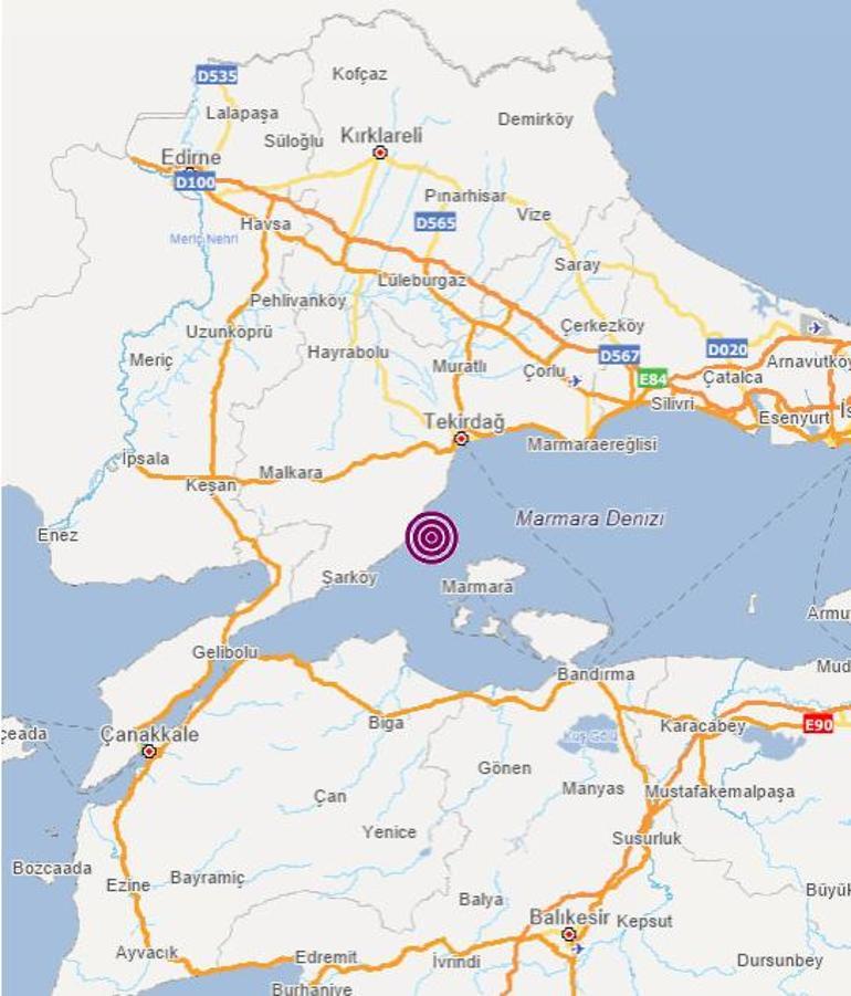 Son dakika Marmara Denizi Tekirdağda deprem