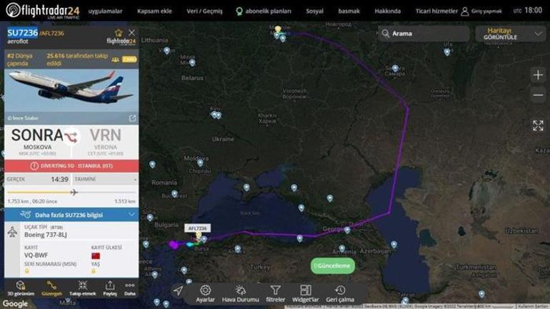 Yunan hava sahasına kabul edilmeyen Rus yolcu uçağı İstanbula indi