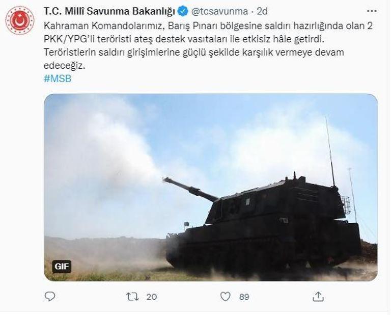 Son dakika Saldırı hazırlığında olan 2 PKK/YPG’li terörist öldürüldü