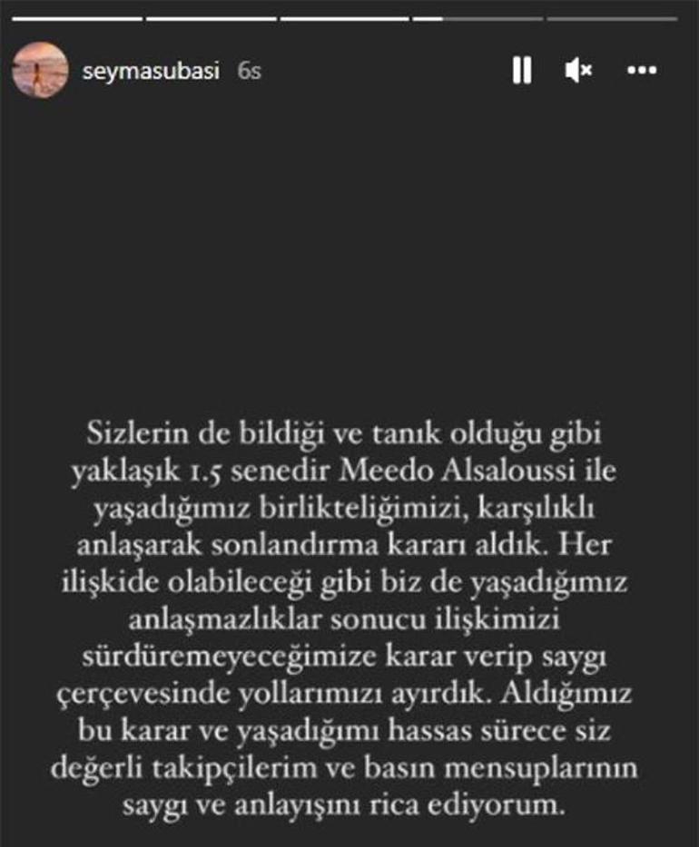 Şeyma Subaşı-Mohammed Alsaloussi aşkı bitti Yaşadığım sürece saygı gösterin