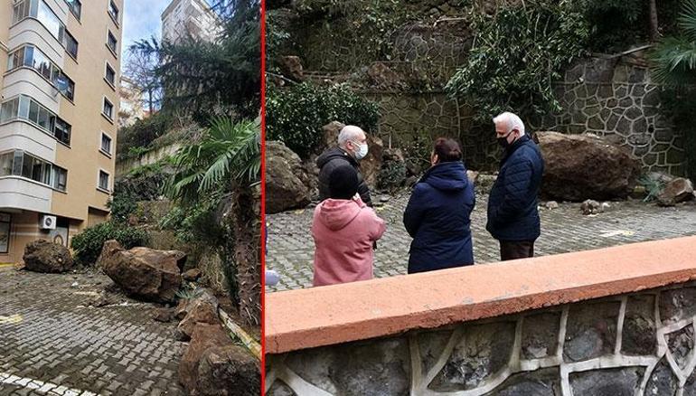 Trabzon’da dev kayaların düştüğü korku sitesinde heyelan kabusu