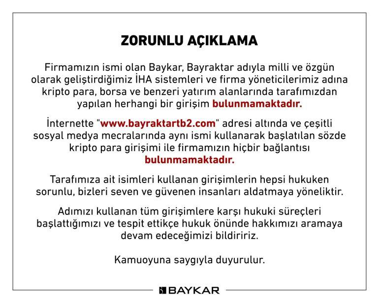 Baykardan sahte kripto para girişimlerine ilişkin açıklama