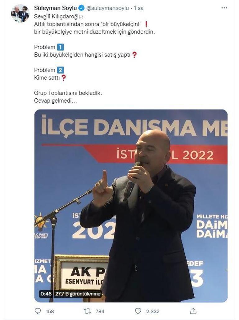 Bakan Soyludan Kılıçdaroğluna iki soru