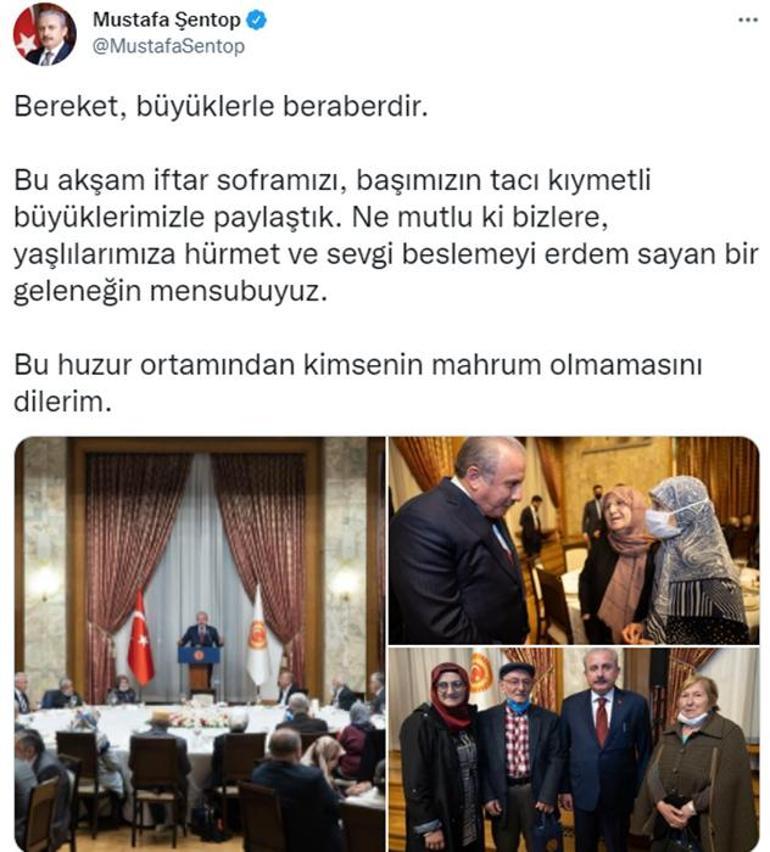 Meclis Başkanı Şentop huzurevi sakinlerine iftar verdi