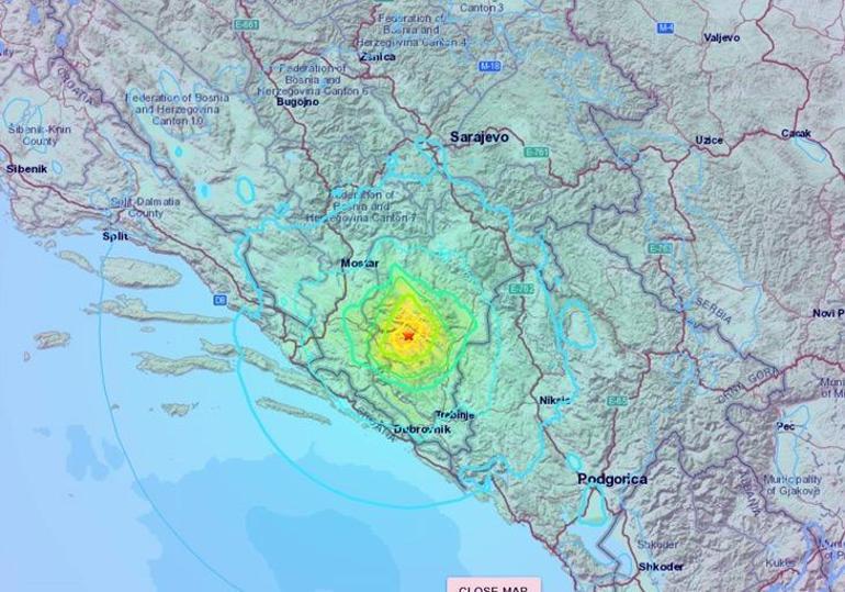 Son dakika: Bosna Hersekte 5,7 büyüklüğünde deprem