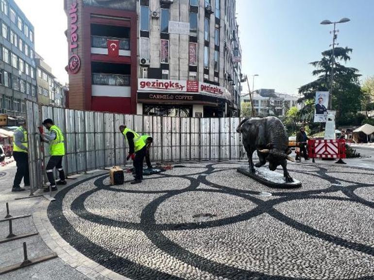 Boğa heykeli 15 gün süreyle bakıma alındı