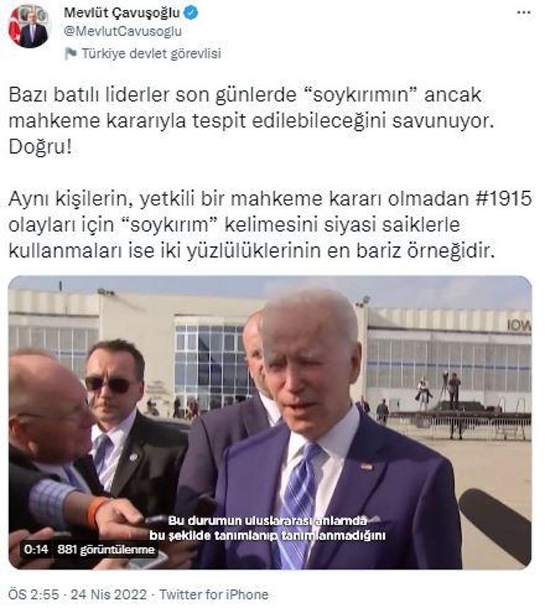 ABD Başkanı Biden, yine soykırım dedi Türkiyeden sert tepki