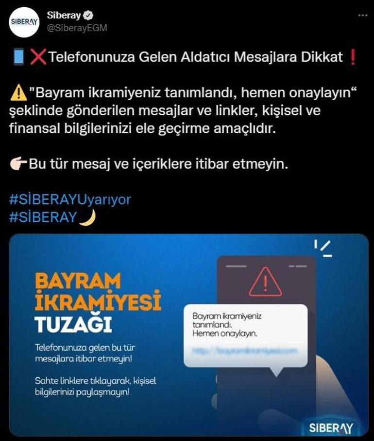 SİBERAYdan bayram ikramiyesi konusunda uyarı