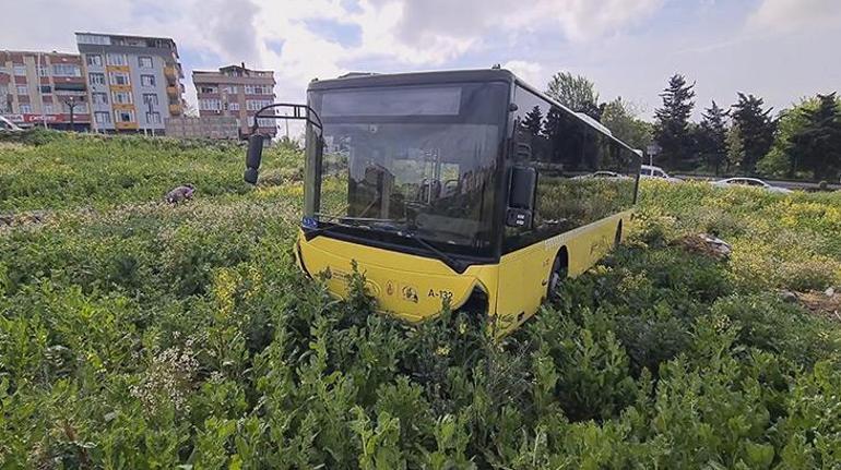 İETT otobüsü araziye uçtu, ekinleri zarar gören kadın tepki gösterdi