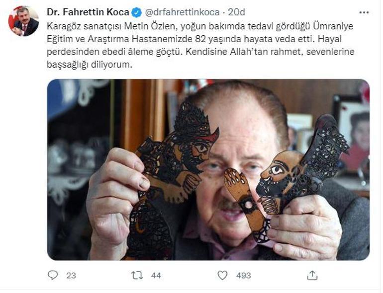 Karagöz sanatçısı Metin Özlen hayatını kaybetti