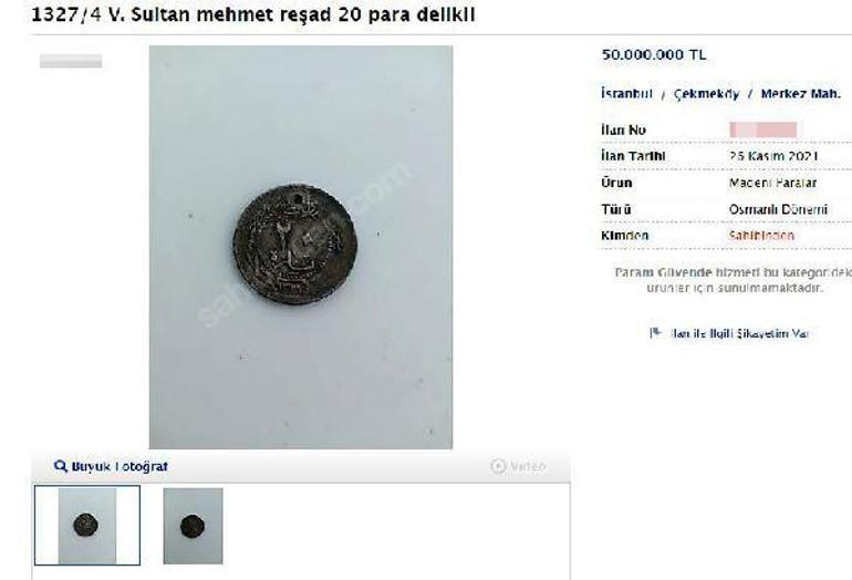 Osmanlı paraları internette milyonlarca liraya satışta