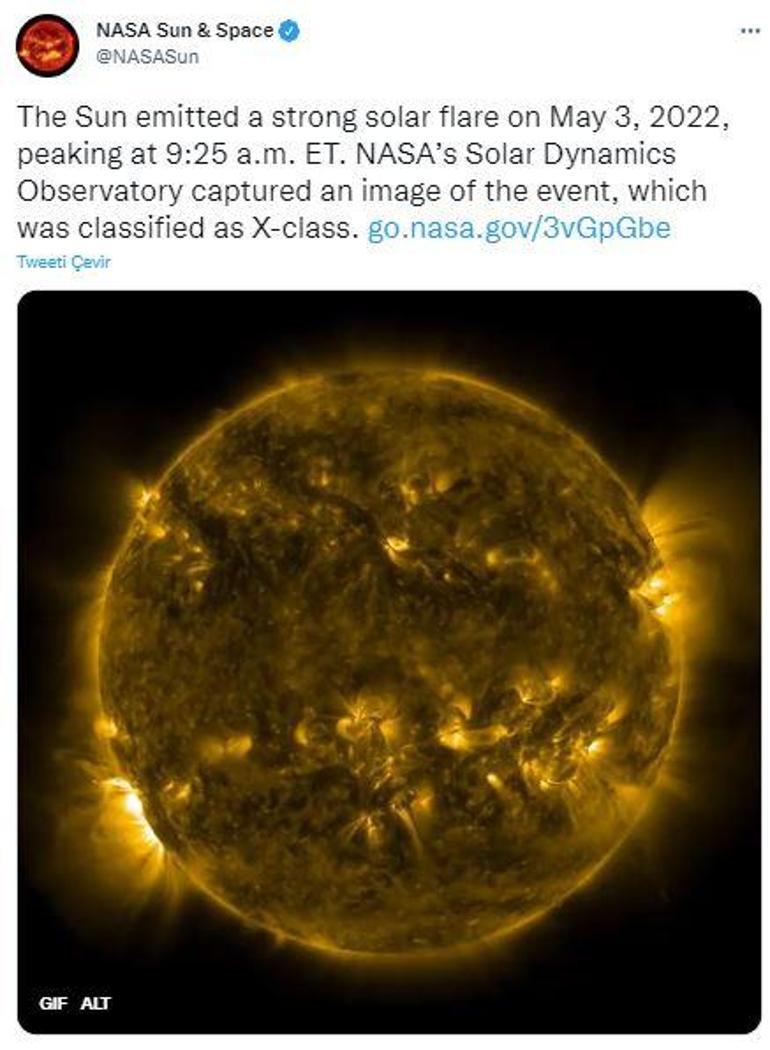 NASA görüntüledi: Güneşteki patlama Atlantiki vurdu